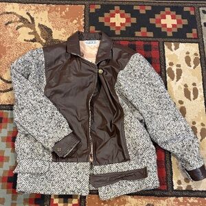 Women’s vintage leather and tweed jacket